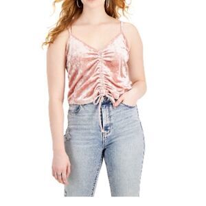 New Hippie Rose Juniors' Ruched Tie-Hem Camisole, shirt, tank top, crop size S